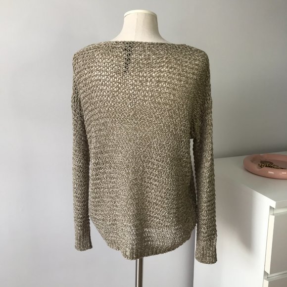 Knitted Khaki Coloured See-through Sweater - Picture 4 of 8